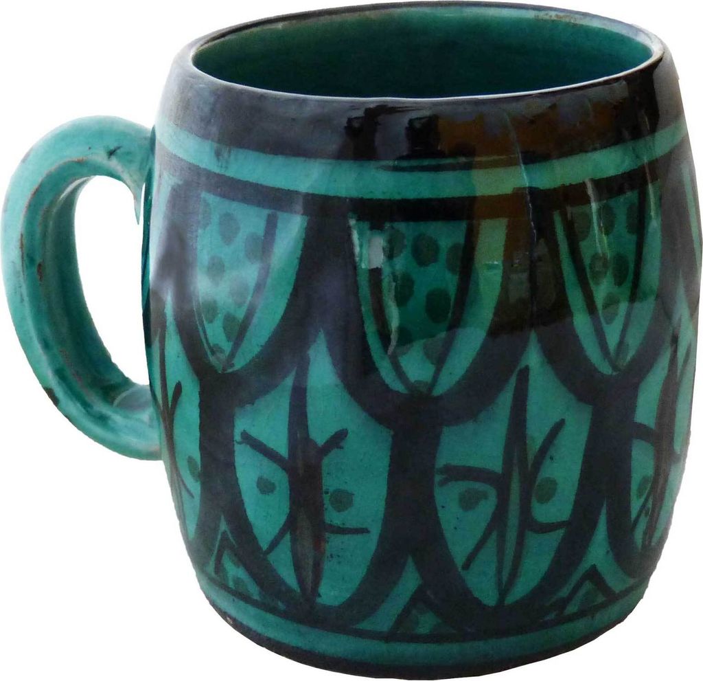 Becher Keramik Tasse marokkanische Bemalung Accessoires handbemalter Deko groß, grün