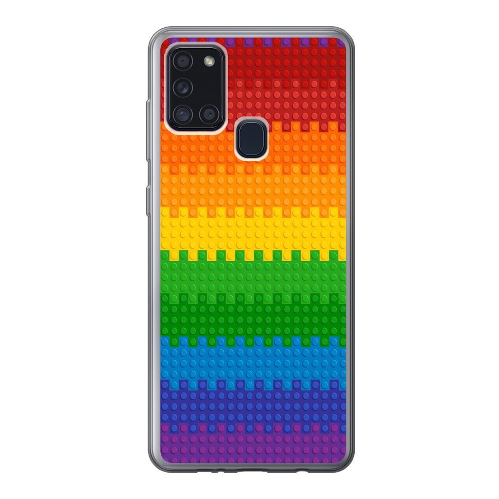 MuchoWow Handyhülle Schutzhülle Hülle für Samsung Galaxy A21s Patoon - Regenbogen Silikon Softcase Handy Hülle - Hartschale