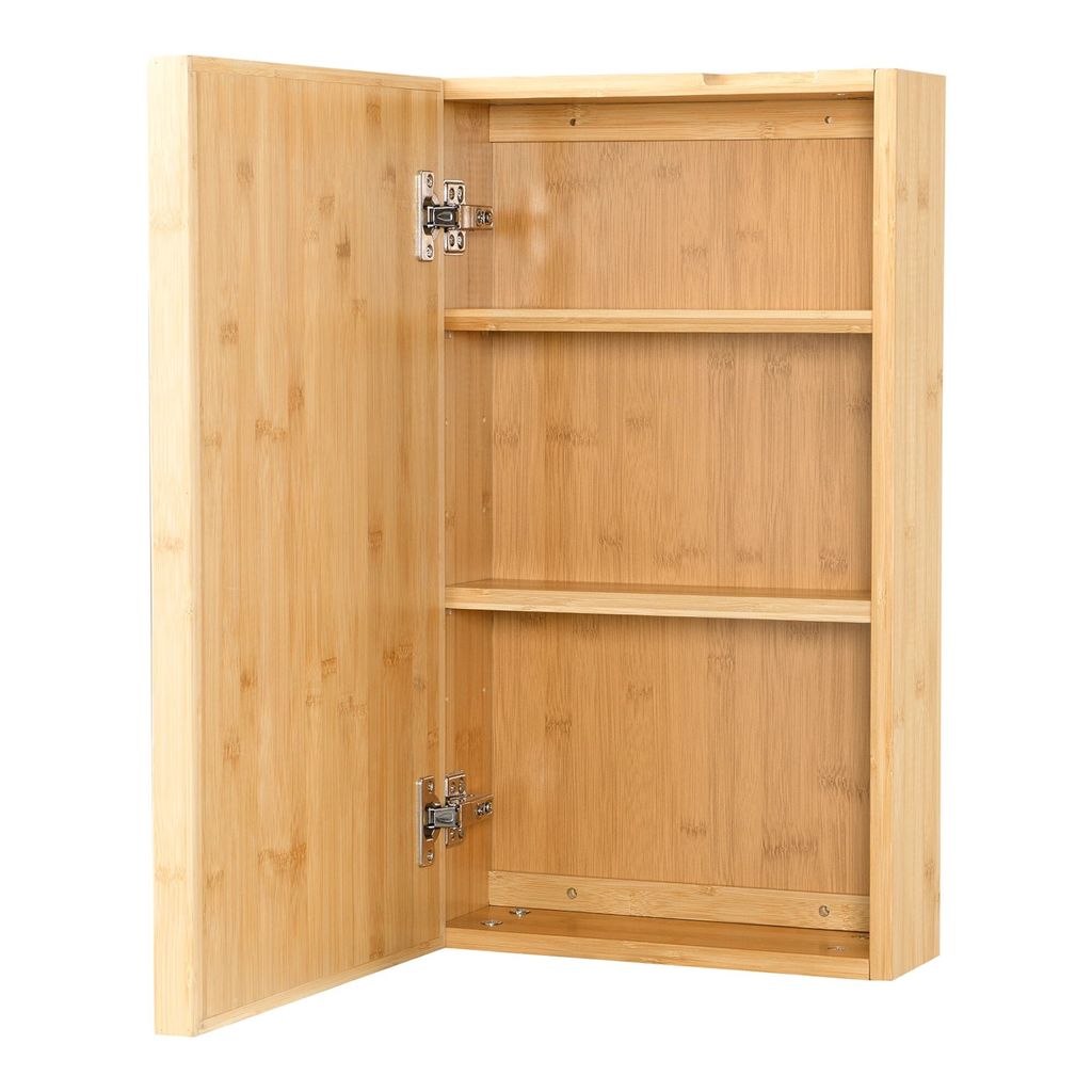In And OutdoorMatch Spiegelschrank Cortez - Bambus und Glas - 60,5x35x14 cm - Holzfarben - Stilvolles Design