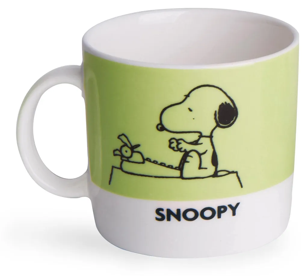 Excelsa Peanuts Shiny & Bright Tazza Mug Natalizia in Porcellana New Bone China, Verde e Bianco, 300ml, 11,5x7,5x10cm, Decorazione Snoopy e Woodstock (1