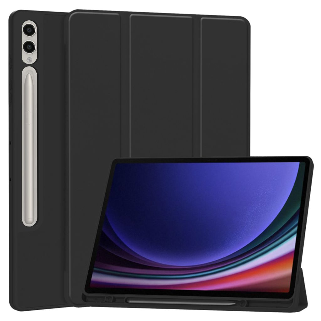 Techsuit Flex Trifold Tablet-Hülle mit Pencil-Halter für Samsung Galaxy Tab S9 Plus - Schwarz