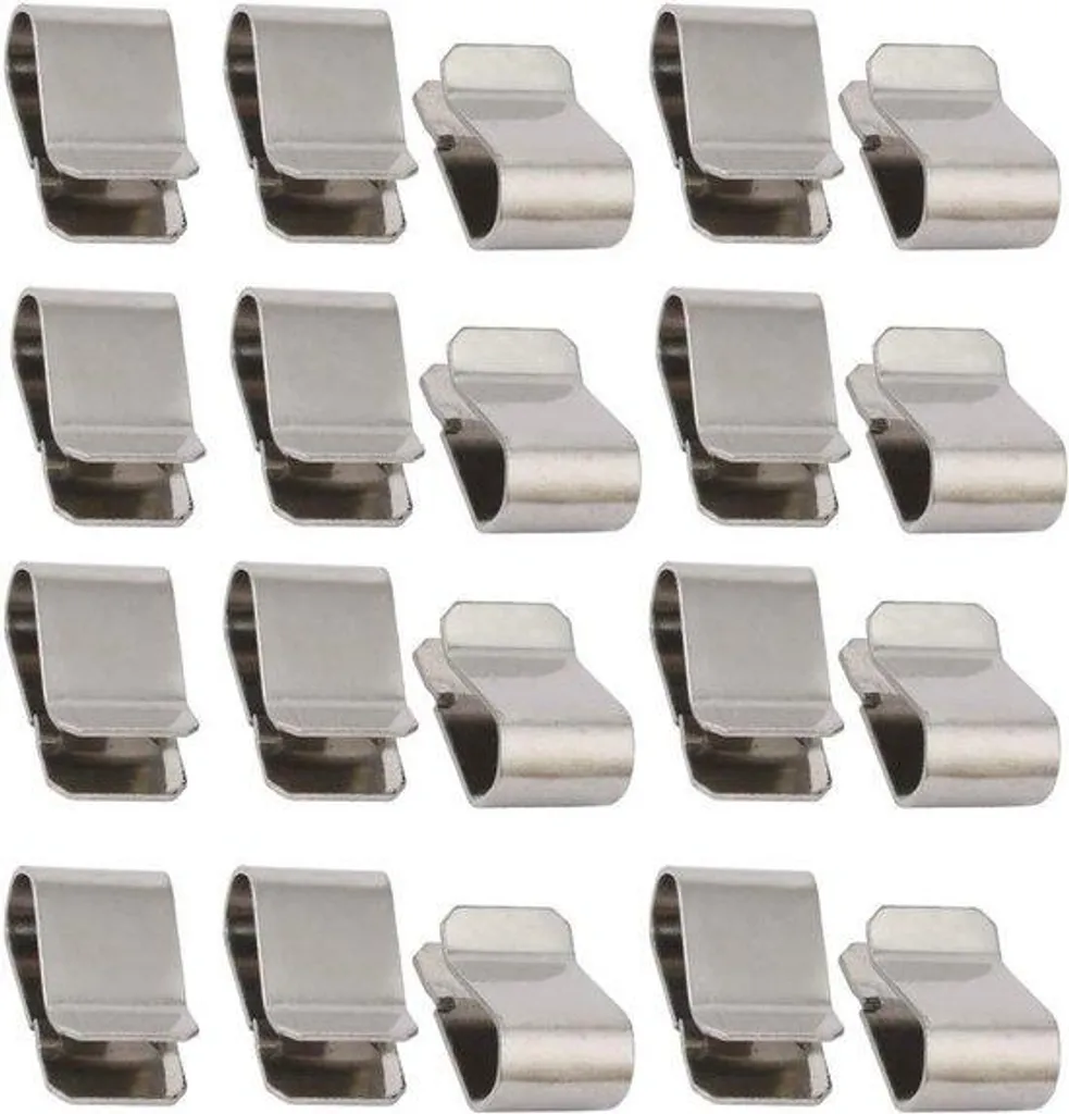 Clip de fixation métallique argenté 21,4 x 12 mm - Lot de 20 pièces