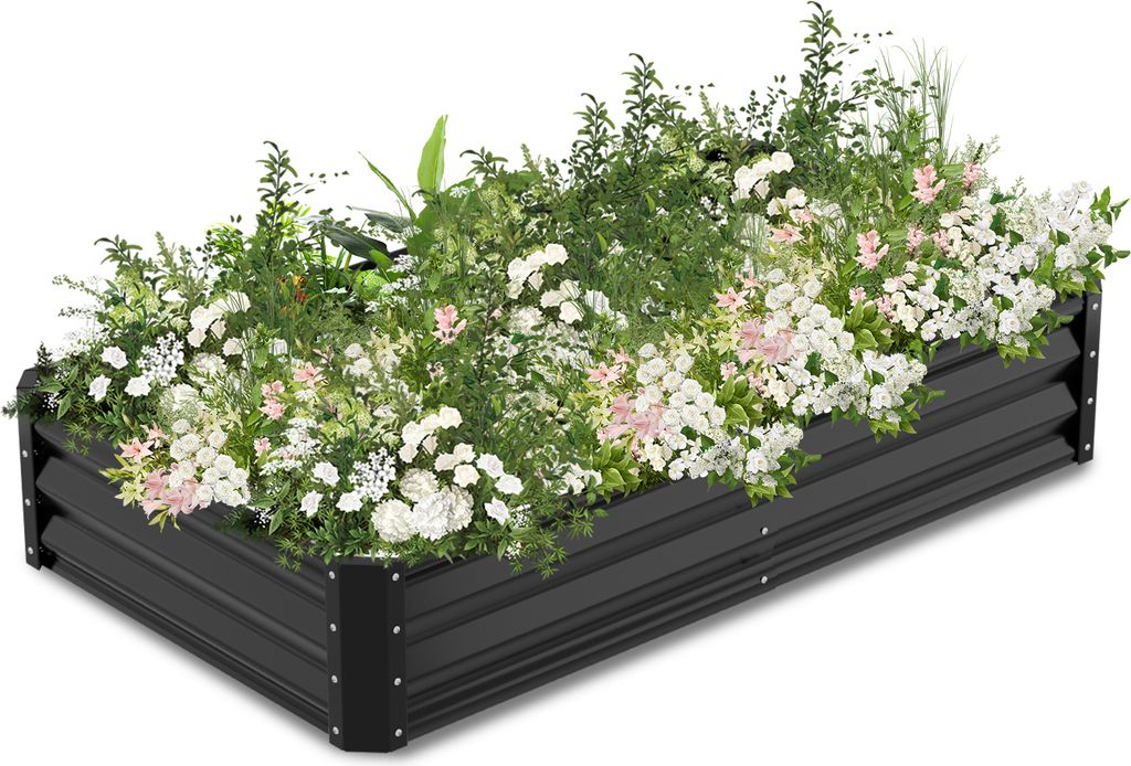 TolleTour Hochbeet Gartenbeet, Pflanzkasten, Pflanzenbeet Kräuterbeet Pflanzkasten Aufsatzrahmen 160x90x60cm Schwarz