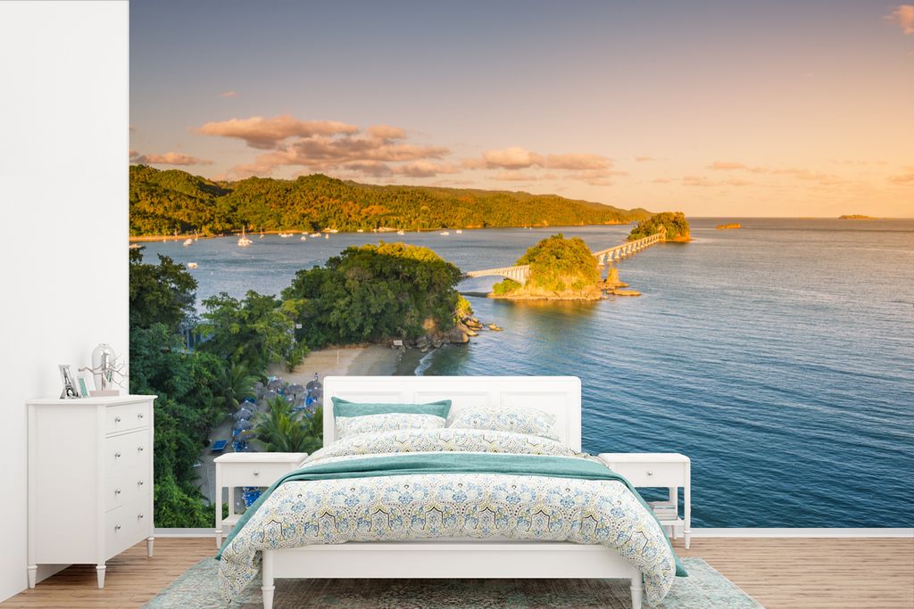 MuchoWow Fototapete für Wohnzimmer oder Schlafzimmer Wandtapete Vinyl Motivtapete Karibische Brücke - 390x260 cm - Papiertapete