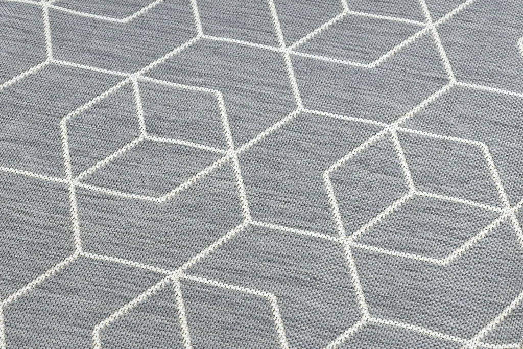 Tapis gris 80x150 cm motif cubes 3D structure corde ultra résistante - 5