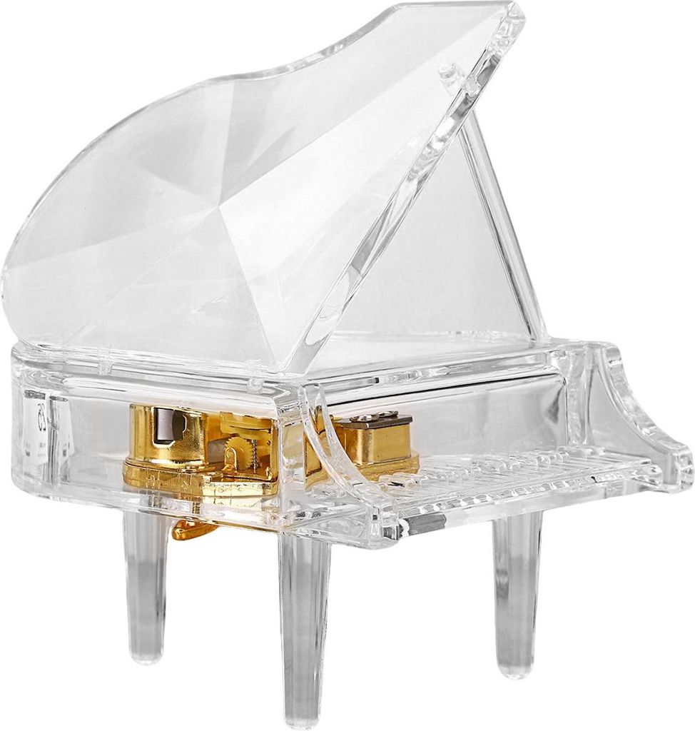 Romantisches Klavier-Ornament mit Spieluhr – Mechanischer Aufziehmechanismus, Acryl-Design für Mädchengeschenke