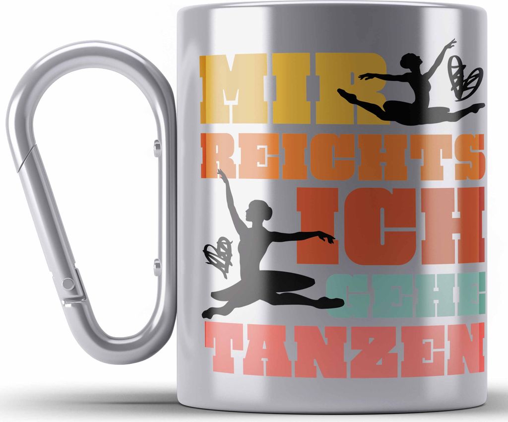 Trendation - Ballett Ballerina Tänzerin Edelstahl Tasse Karabiner Mädchen Geschenk Frauen Tanzen Geschenkidee Karabiner Edelstahl Tasse Karabiner...