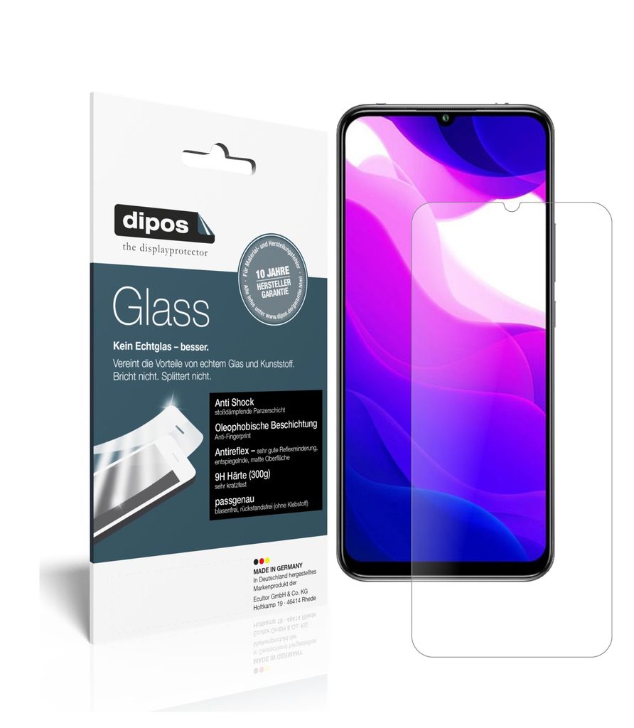 1x Schutzfolie für Xiaomi Mi 10 Lite 5G matt - Anti-Shock 9H Folie dipos Glass Kunststoffglas