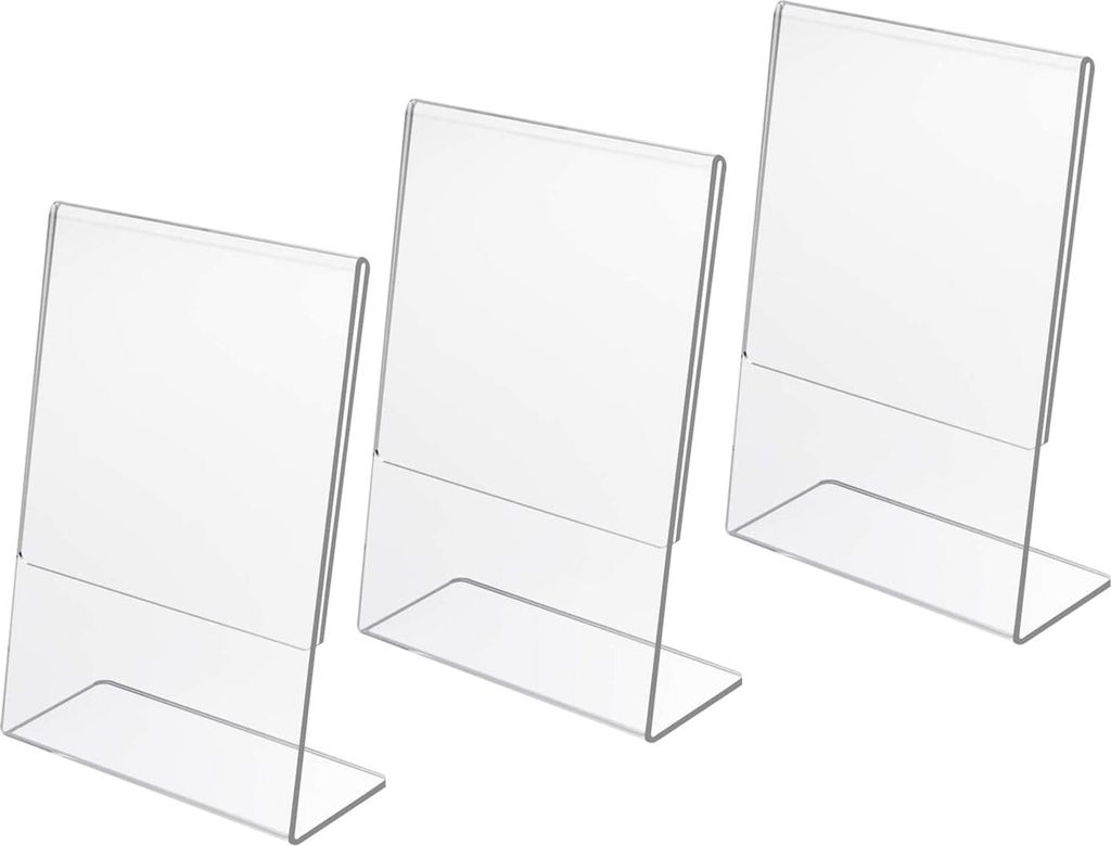 Acryl-Briefhalter A5 L-Form - klar für Restaurant und Büro - Set von 3 Stück mit Ausstellungsoption