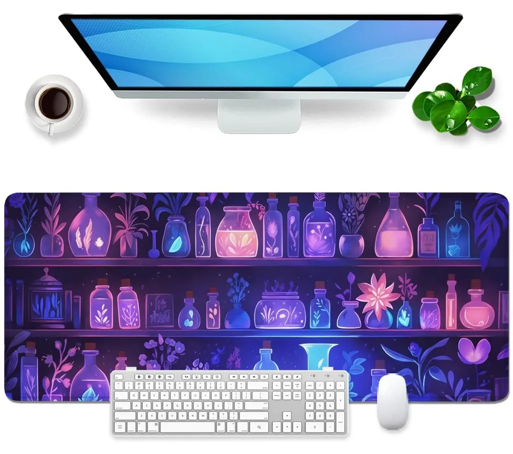 Tapis de Souris Gaming Violet XXL avec Bords Cousus et Surface Lisse
