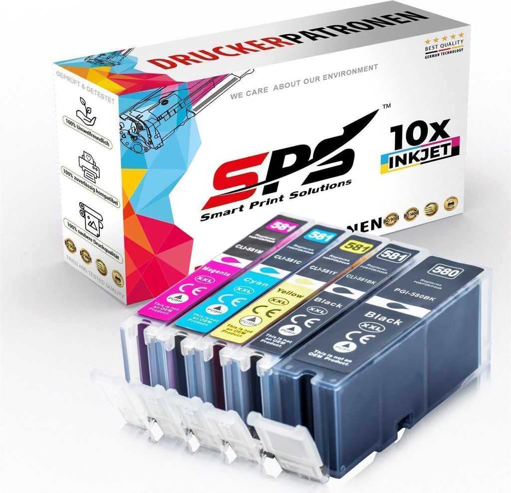 10er Multipack Set kompatibel für Canon Pixma TS8250 (2987C006) Druckerpatronen PGI-580 CLI-581 XXL