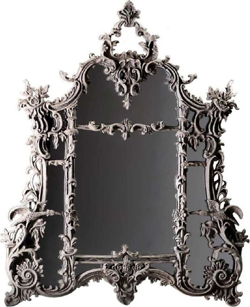 Casa Padrino Barock Spiegel Grau - Prunkvoller handgefertigter Wandspiegel im Barockstil - Antik Stil Garderoben Spiegel - Wohnzimmer Spiegel - Bar...