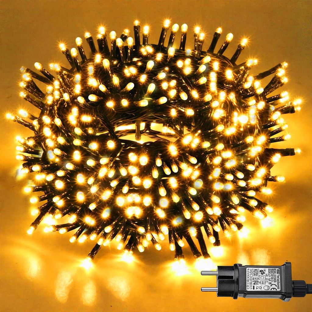 Lichterkette 300 LED warmweiß 30 m, 8 Modi, IP44