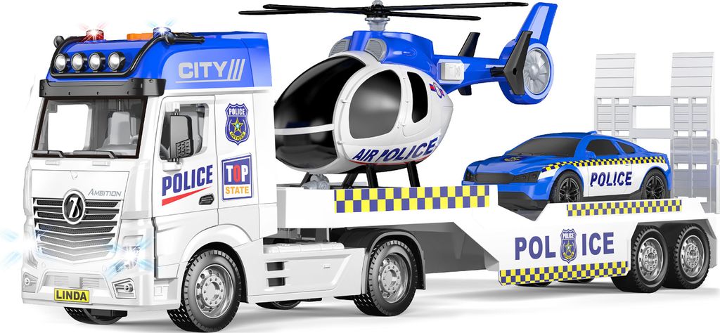 WIKY Auto policie tahač 55 cm a helikoptéra s efekty set Obrázek produktu 