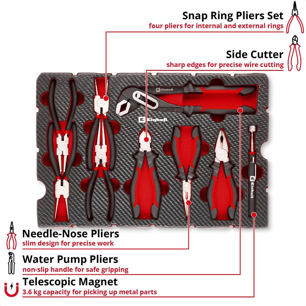 Assortiment de Pinces de Serrage et Coupe Einhell avec E-Case 9 pcs - 4