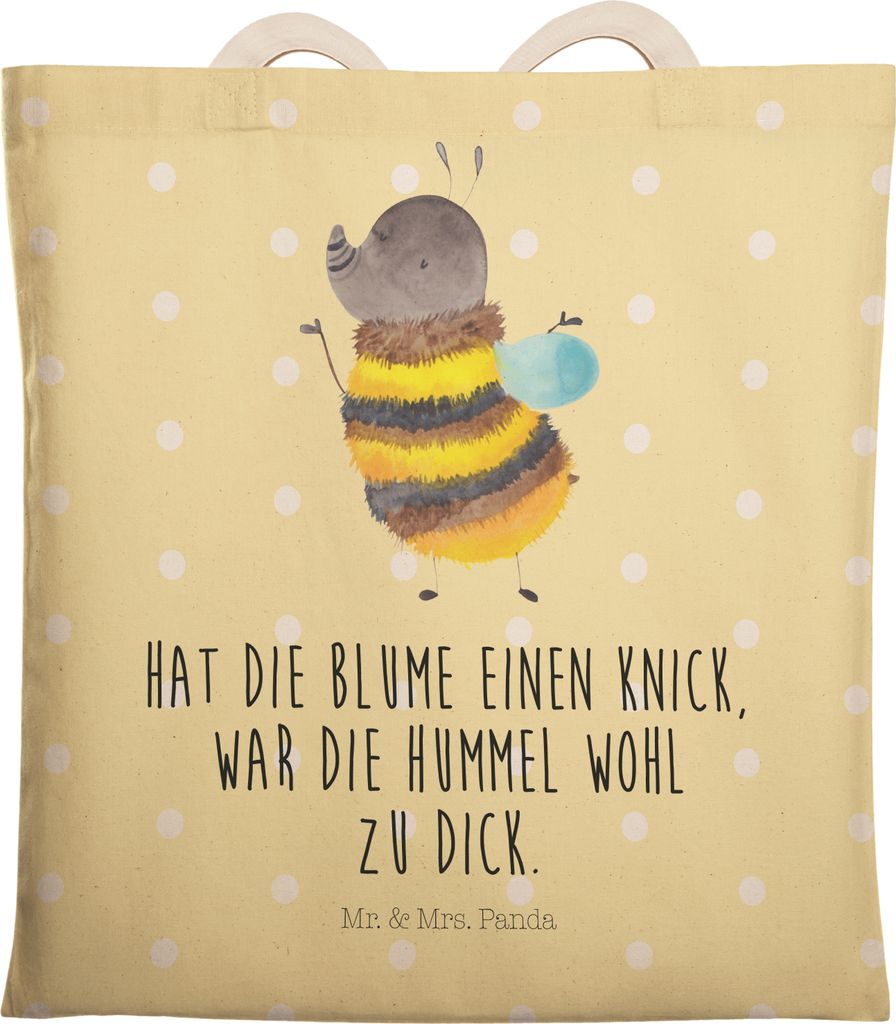 Mr. & Mrs. Panda shopping bag Hummel flauschig - Gelb Pastell - Geschenk, taschen shopper, Natur, Blume, Tasche, Stofftragetasche, Biene, großer, ...