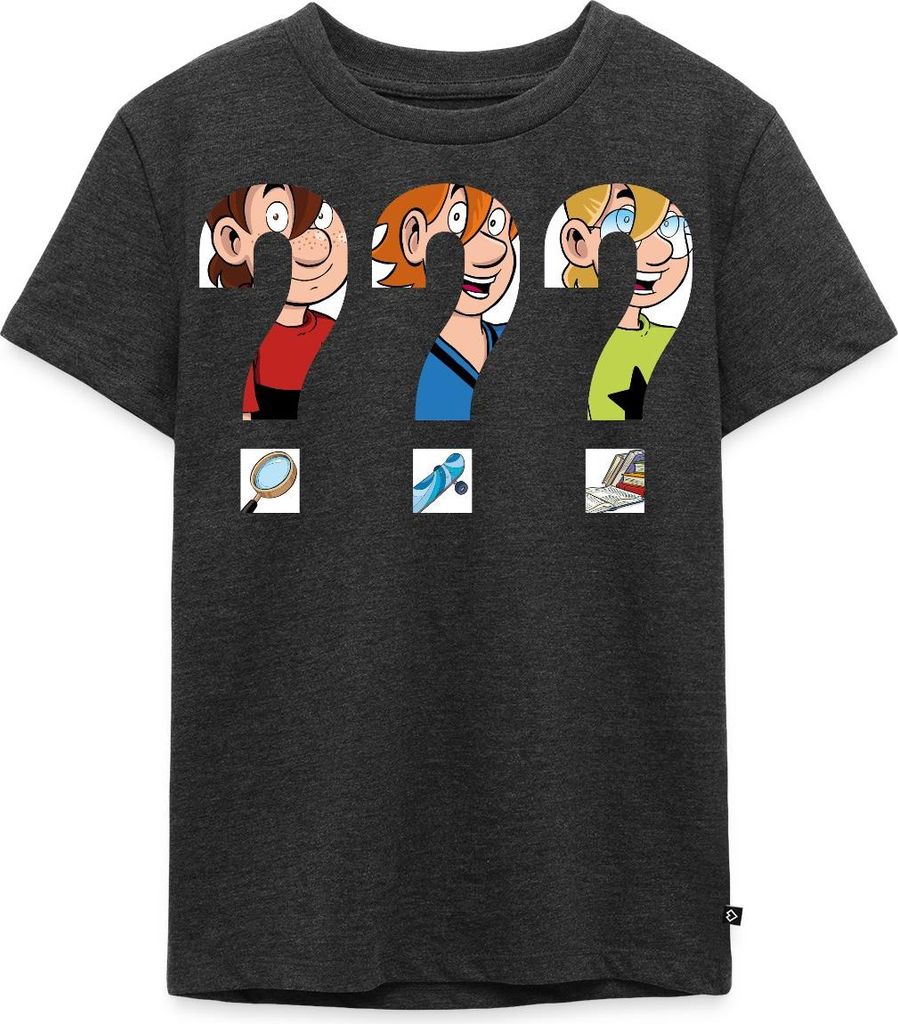 Spreadshirt Die Drei Fragezeichen Kids Silhouetten Kinder Premium T-Shirt, 98/104 (2 Jahre), Anthrazit meliert