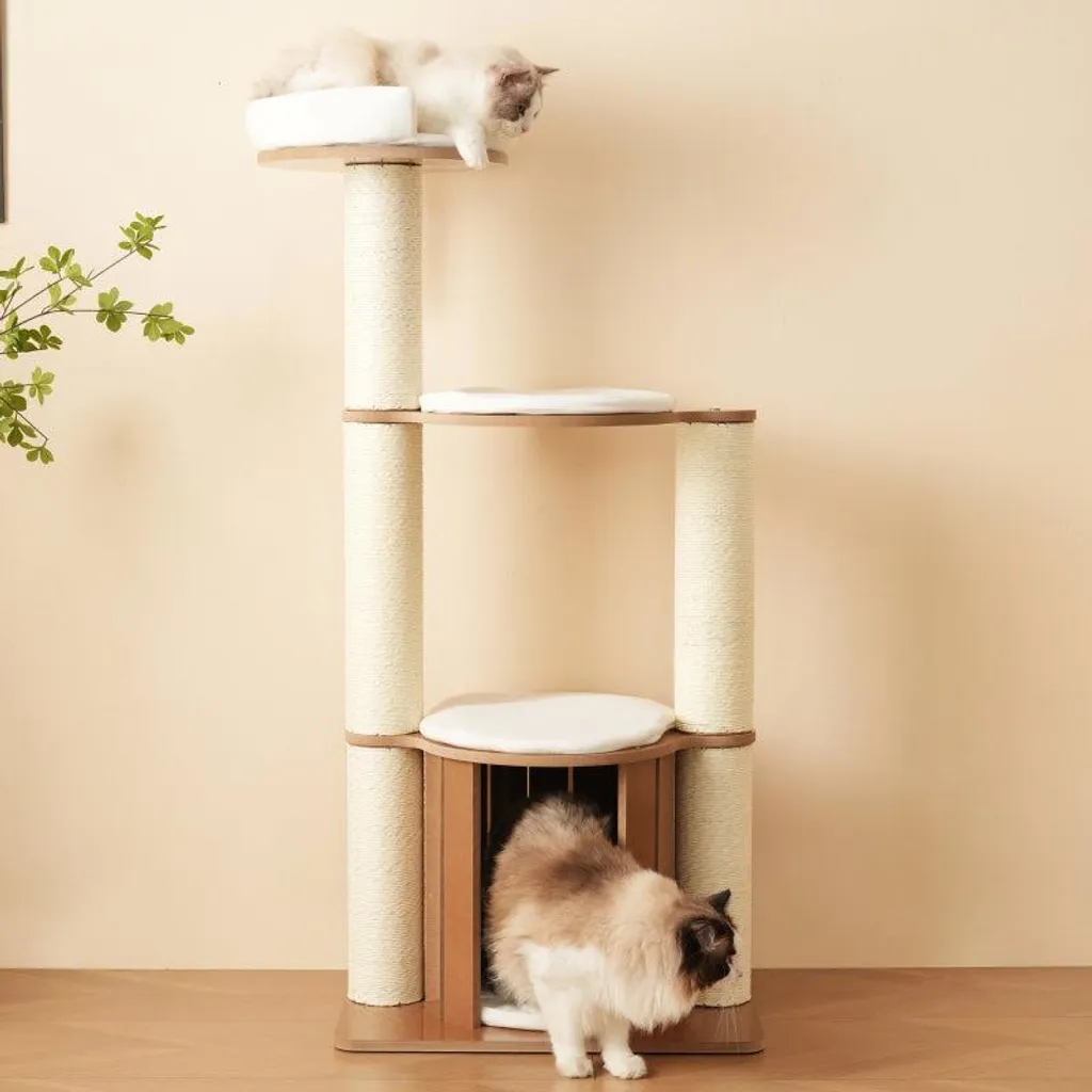Tour à griffer pour chat avec cachette et plateformes imperméables - 2
