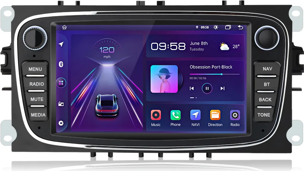Autoradio Android 12 Ford Focus Mondeo S-MAX Galaxy 7" GPS BT DAB+ WiFi