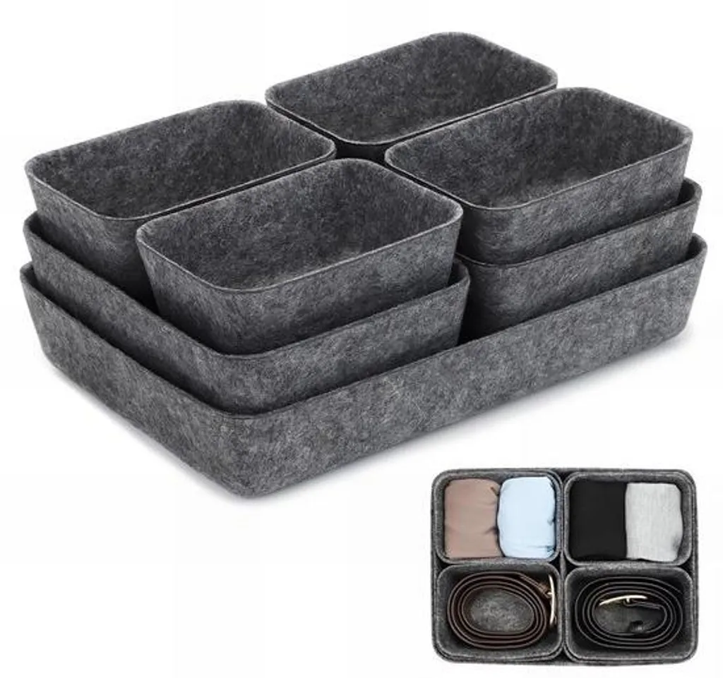 Rangement cuisine et salle de bain lot de 7 boîtes grises empilables
