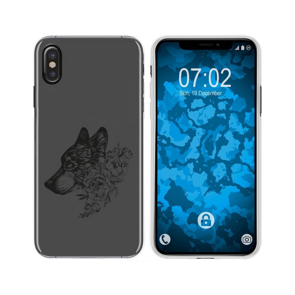 PhoneNatic Case kompatibel mit Apple iPhone Xs Max Silikon-Hülle Floral Wolf M3-1