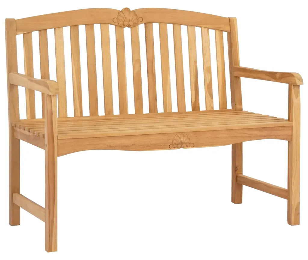 Banc en teck massif naturel fait main dossier rose 114cm pour extérieur