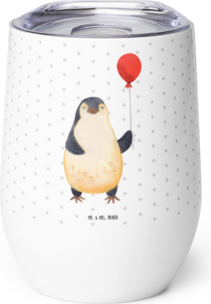 Mr. & Mrs. Panda Thermo Becher Pinguin Luftballon - Weiß - Geschenk, kaffee tasse, Thermobecher, Geschenkidee, Kirmes, thermosbecher, glühwein, G...