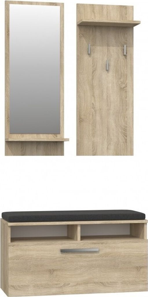Flurgarderobe Mit Spiegel, Garderobe, Bronze, 85 cm Breite