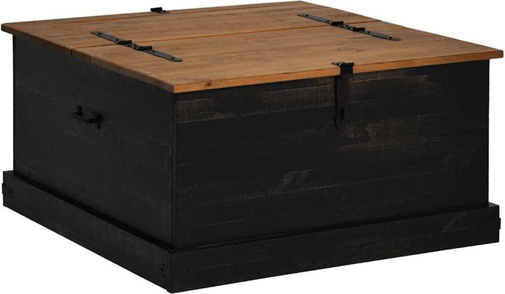 Truhe HALDEN Schwarz 91x91x47 cm Massivholz Kiefer
