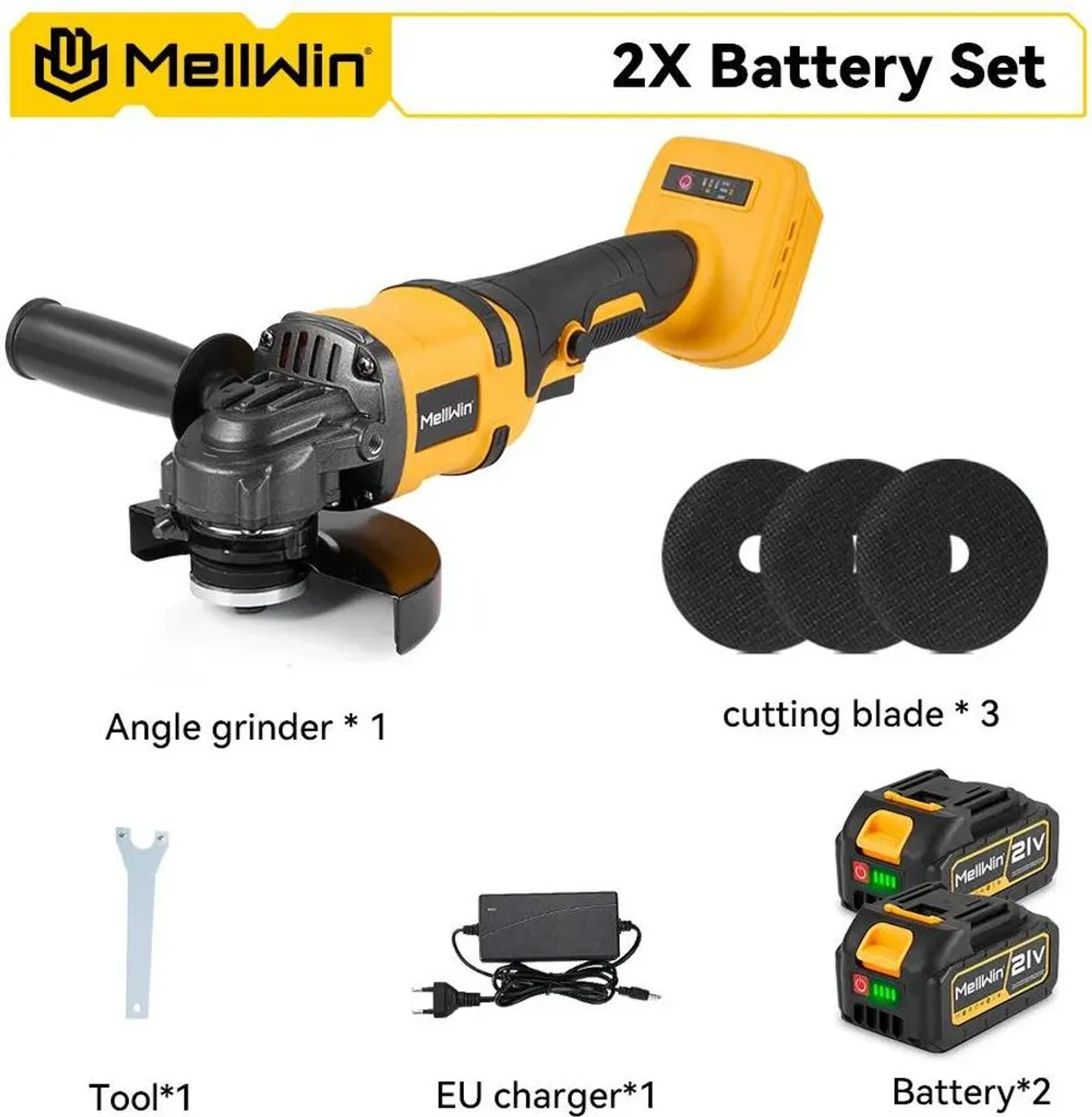 Meuleuse d'angle sans balais 125mm avec 2 batteries lithium haute performance - 2