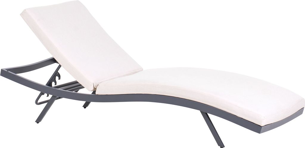BELIANI Gartenliege Schwarz Aluminium mit Bespannung Hellbeige Stoff Verstellbares Kopfteil Modern Outdoor Garten Terrasse Balkon Außenbereich