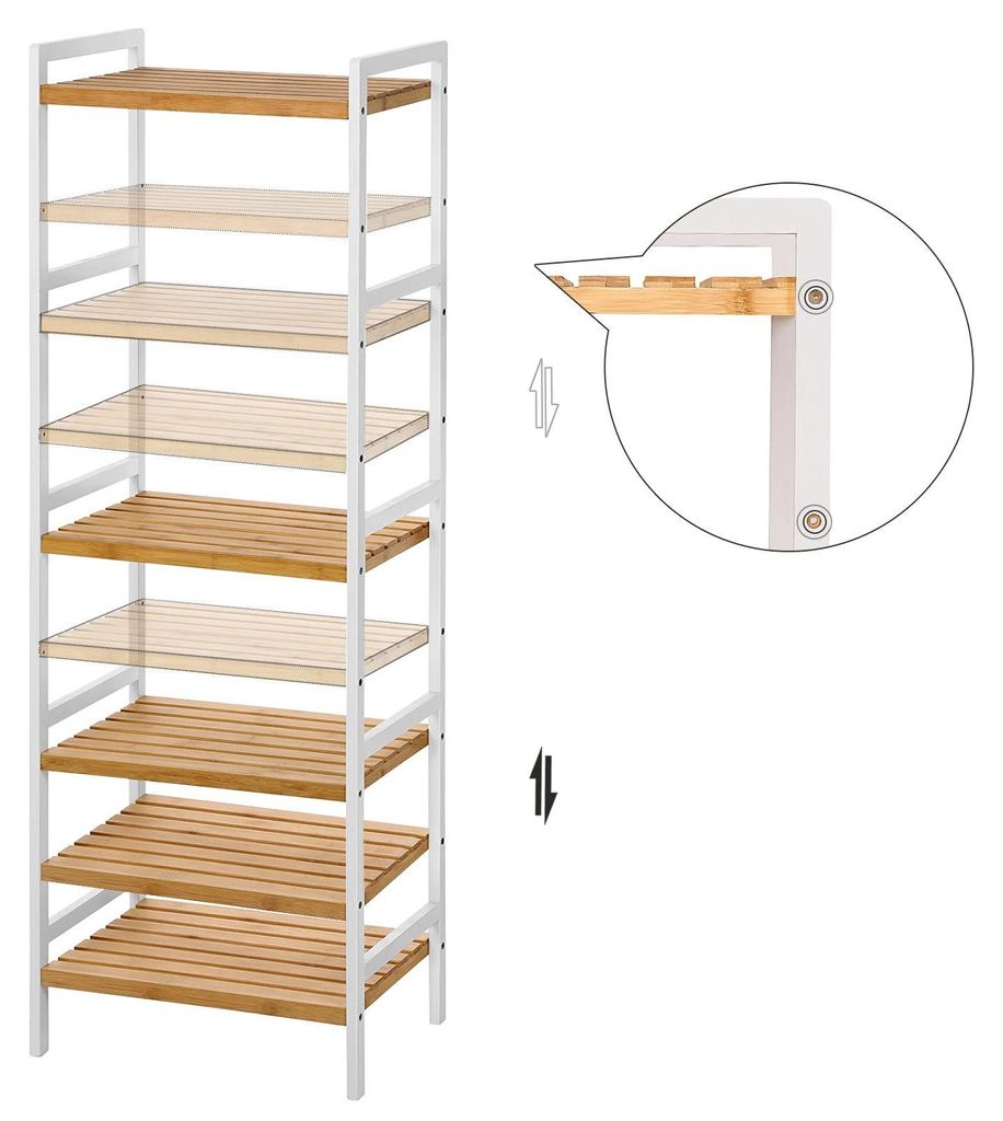 Bambusregal - Bücherregal mit 5 Ebenen - Für Bad/Küche/Wohnzimmer/Schlafzimmer - Freistehend - Einfache Montage - Dunkelkhaki