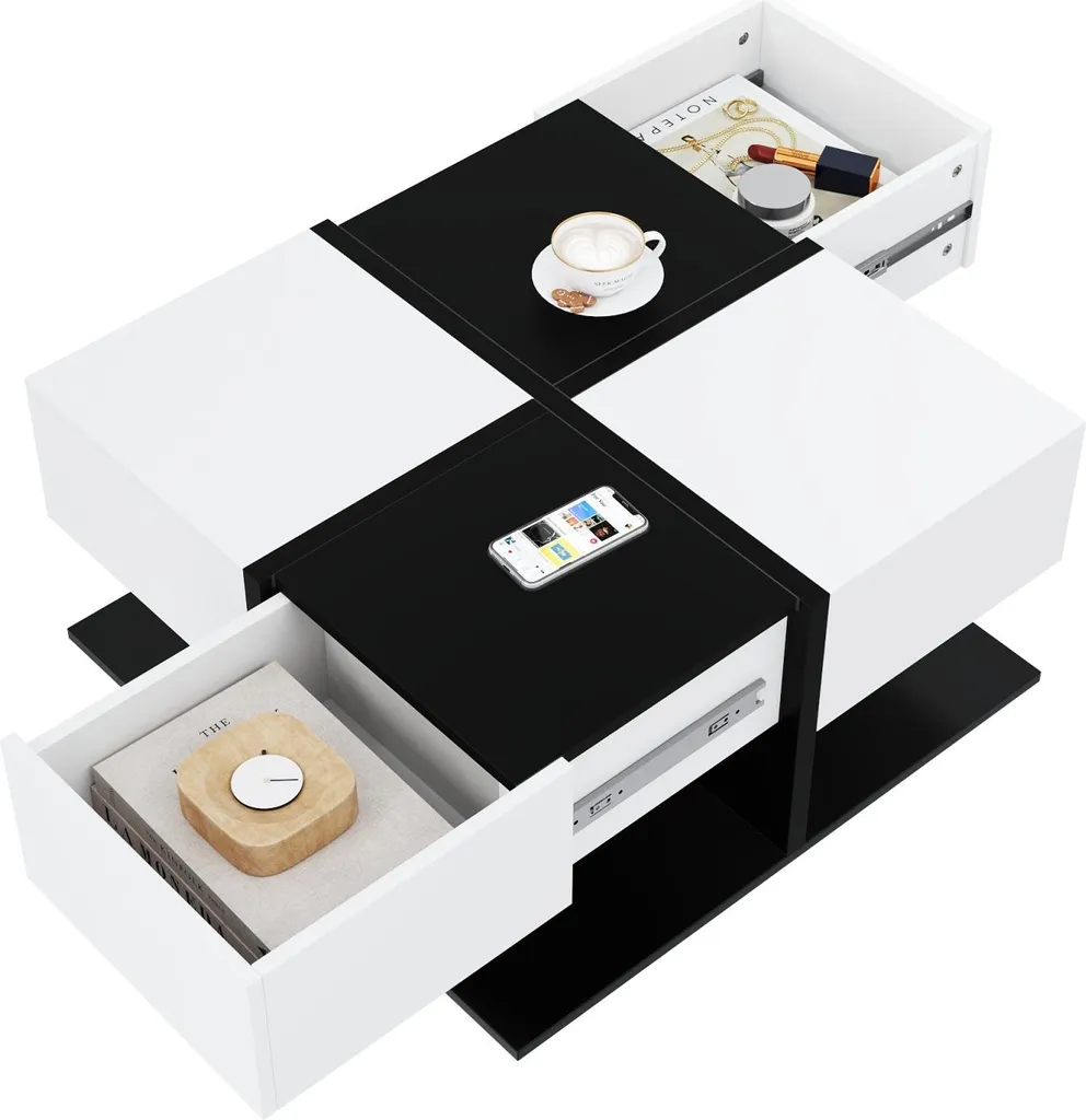 Table basse de salon avec tiroirs de rangement pour espace moderne - 4
