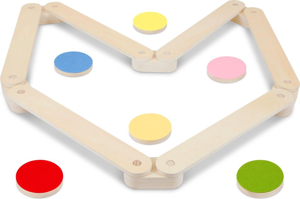 Clanmacy 18er - Set Balancierbalken fur kinder Balance Board mit 6 Balanciersteine, frei kombinierbar Spielzeug für Kinder Schwebebalken