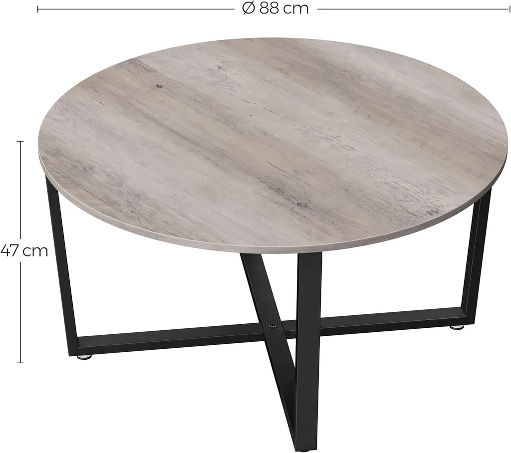 VASAGLE Table Basse Ronde Style Industriel en Acier Vert et Noir