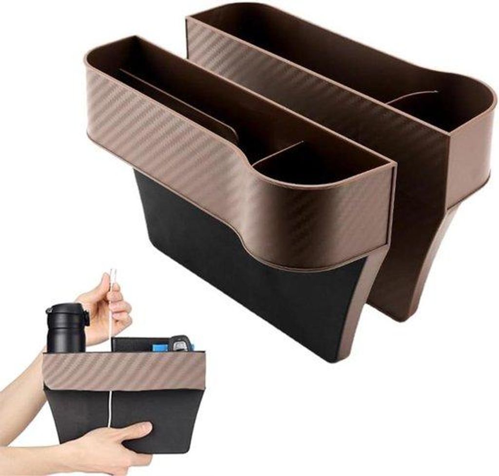 2 Stuks Auto-Organizer Seite Füllung für Mobiltelefone Schlüssel Karten Portemonnaies Münzen (Braun)