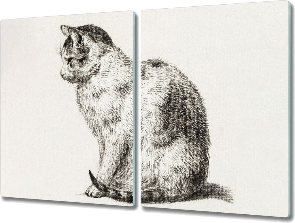 Coloray Hackbrett Küchenbrett Kochplattenabdeckung Schneidebrett Herdabdeckplatte 2x40x52 cm - Haustier Katze