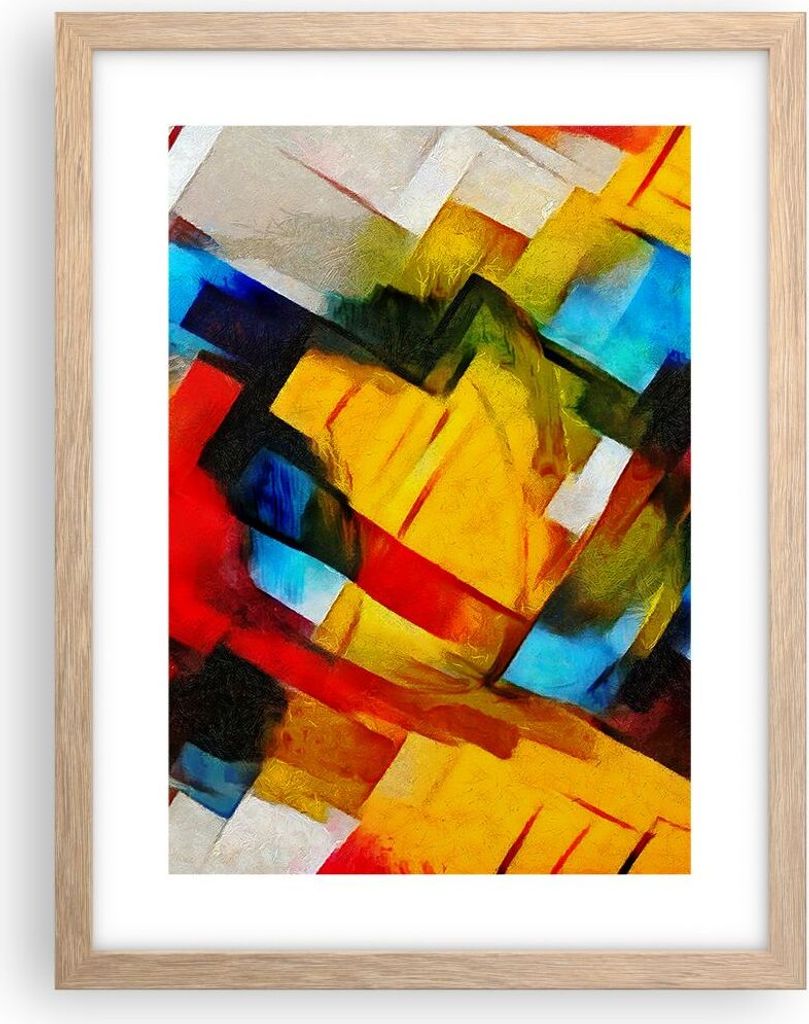 Gerahmtes Poster - Rahmen in heller Eiche - Abstraktion modern - 30x40 cm - Wand Bild - Wanddeko - Wandbilder - Wandposter - Bilderrahmen - Bilder ...