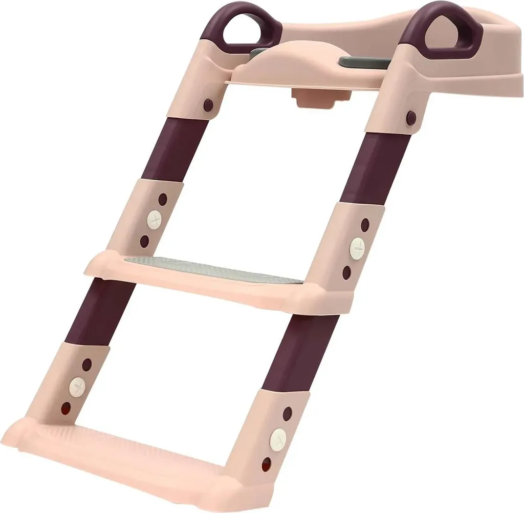 Siège WC enfant ajustable 34-44cm avec assise rembourrée PU - Rose
