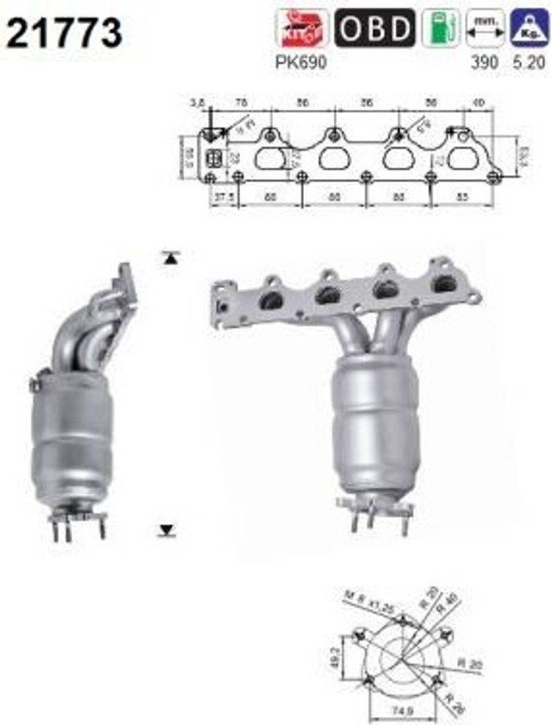 AS Katalysator Kat für OPEL ZAFIRA B (A05) 21773