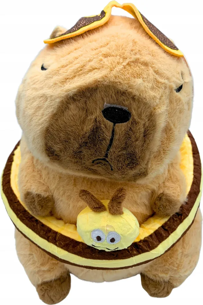 Peluche Capybara Abeille Douce 30cm - Costume Rayé et Ailes Jaunes