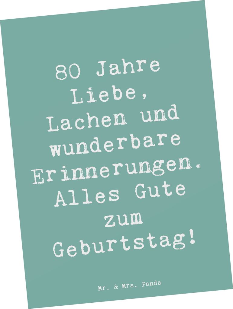 Mr. & Mrs. Panda Postkarte Spruch 80. Geburtstag - Meeresbrise - Geschenk, Fotokarte, Postkarten, Happy Birthday, bildkarte, Ansichtskarten, Alles ...