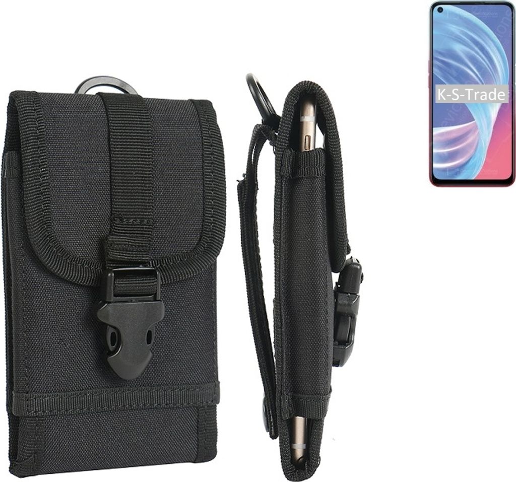 K-S-Trade Holster Handy Hülle kompatibel mit Oppo A73 5G Holster Handytasche Gürtel Tasche Schutz Hülle Robust Outdoor schwarz