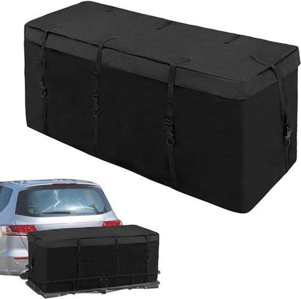 Famanu Gepäckträger für Anhängerkupplung, 135 x 51 x 51 cm, wasserdicht, faltbar – Schwarz