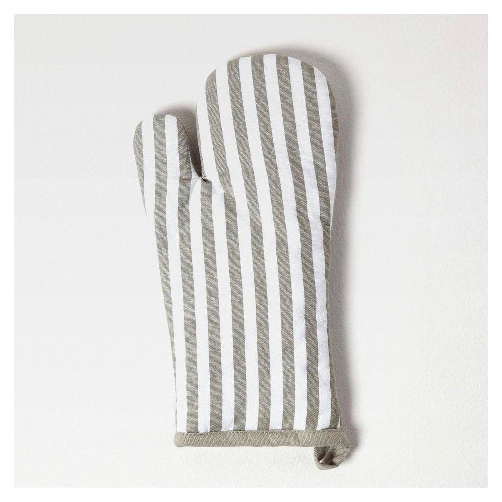 Ofenhandschuh Thin Stripes, grau-weiß, ca. 18 x 32 cm, Topfhandschuh aus 100% Baumwolle mit Polyesterfüllung, waschbar