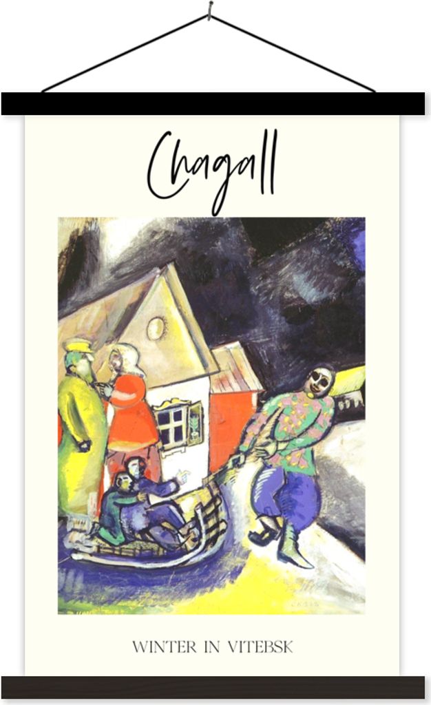 MuchoWow Textilposter Winter in Witebsk - Chagall - Alte Meister 40x60 cm mit schwarzem Rahmen - Wanddekorationen