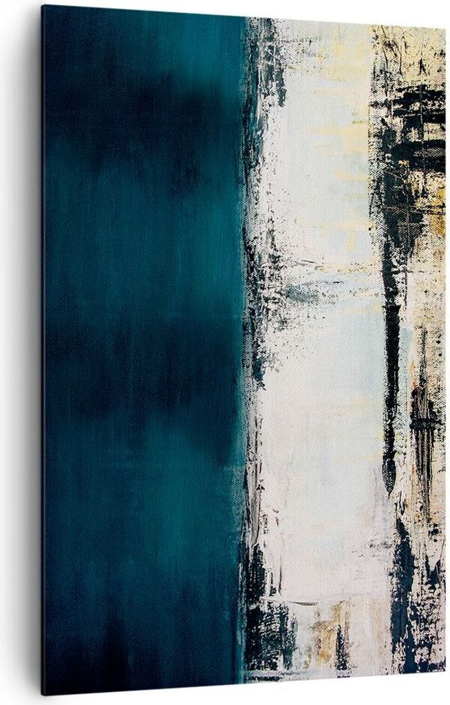 Bild auf Leinwand - Leinwandbild - Einteilig - Abstraktion gerieben schwarz - 80x120cm - Wand Bild - Wanddeko - Wandbilder - Leinwanddruck - Wandde...