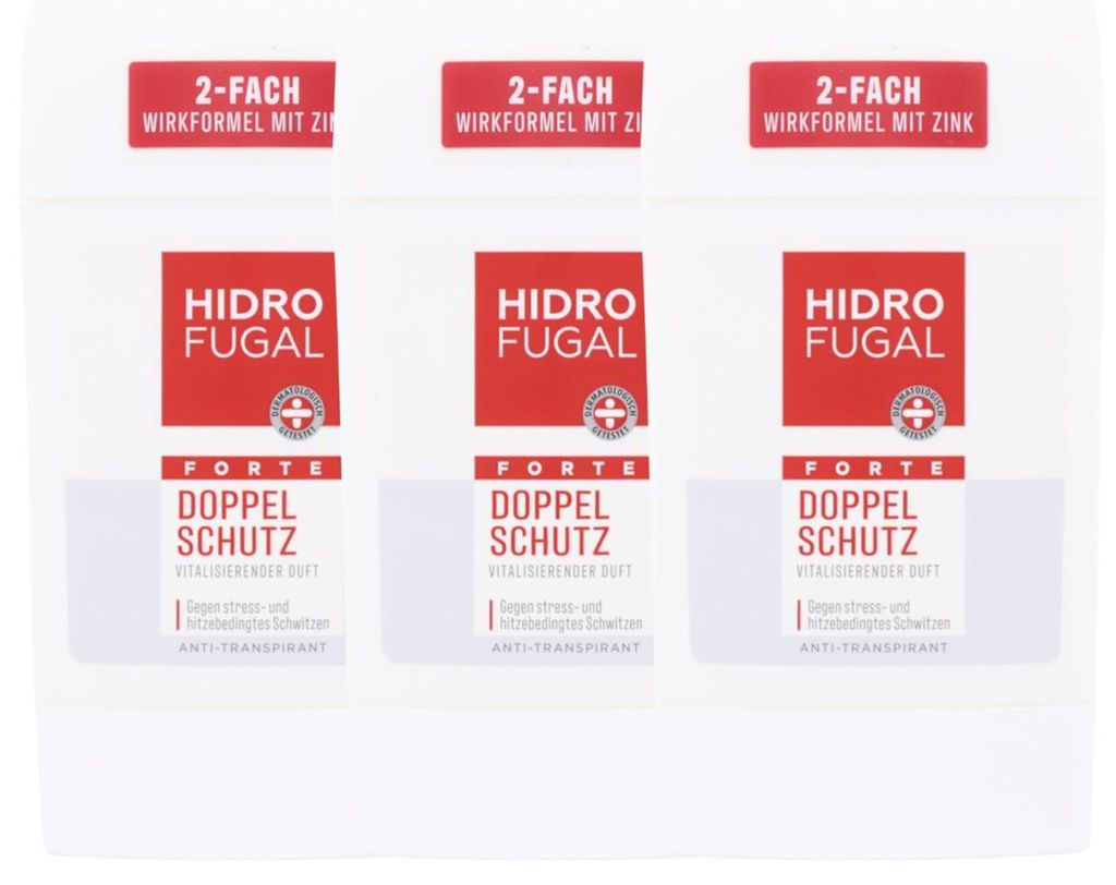 3x Hidrofugal Forte Doppel Schutz Deo Stick Antitranspirant mit vitalisierendem Duft je 50ml