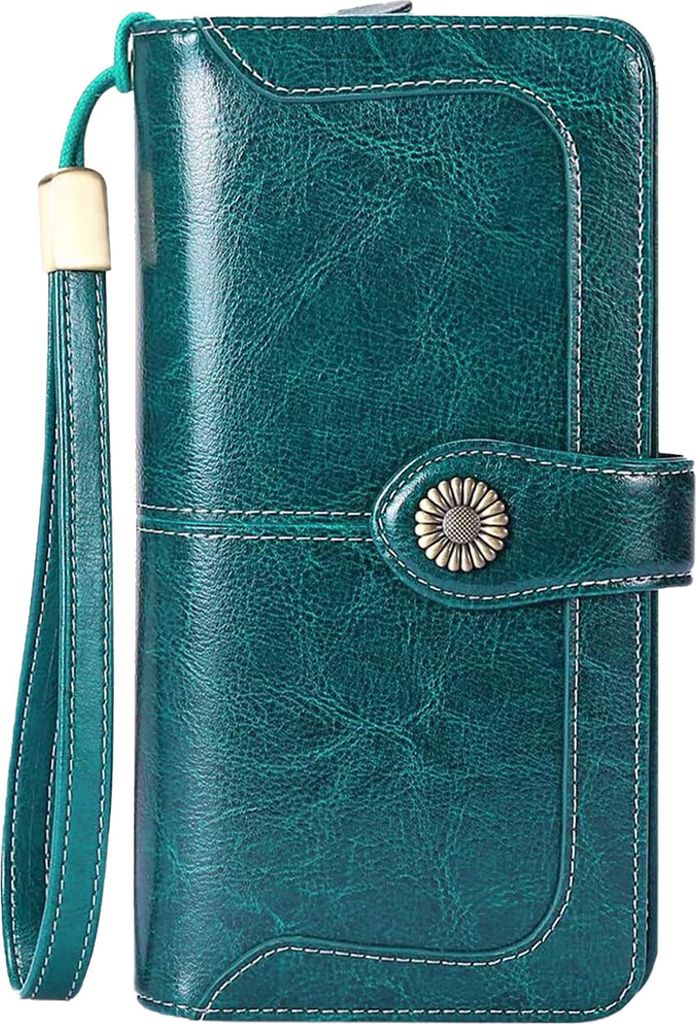 STILVORA Geldbörse Damen Portemonnaie echt Leder lang, große Geldbörse aus PU, Multifunktion Handtasche, Kartenetui & Geldbeutel, Blau