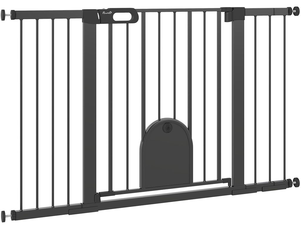 PawHut Hondenpoort, beschermingshek, deurhek, staal, zwart Productafbeelding 